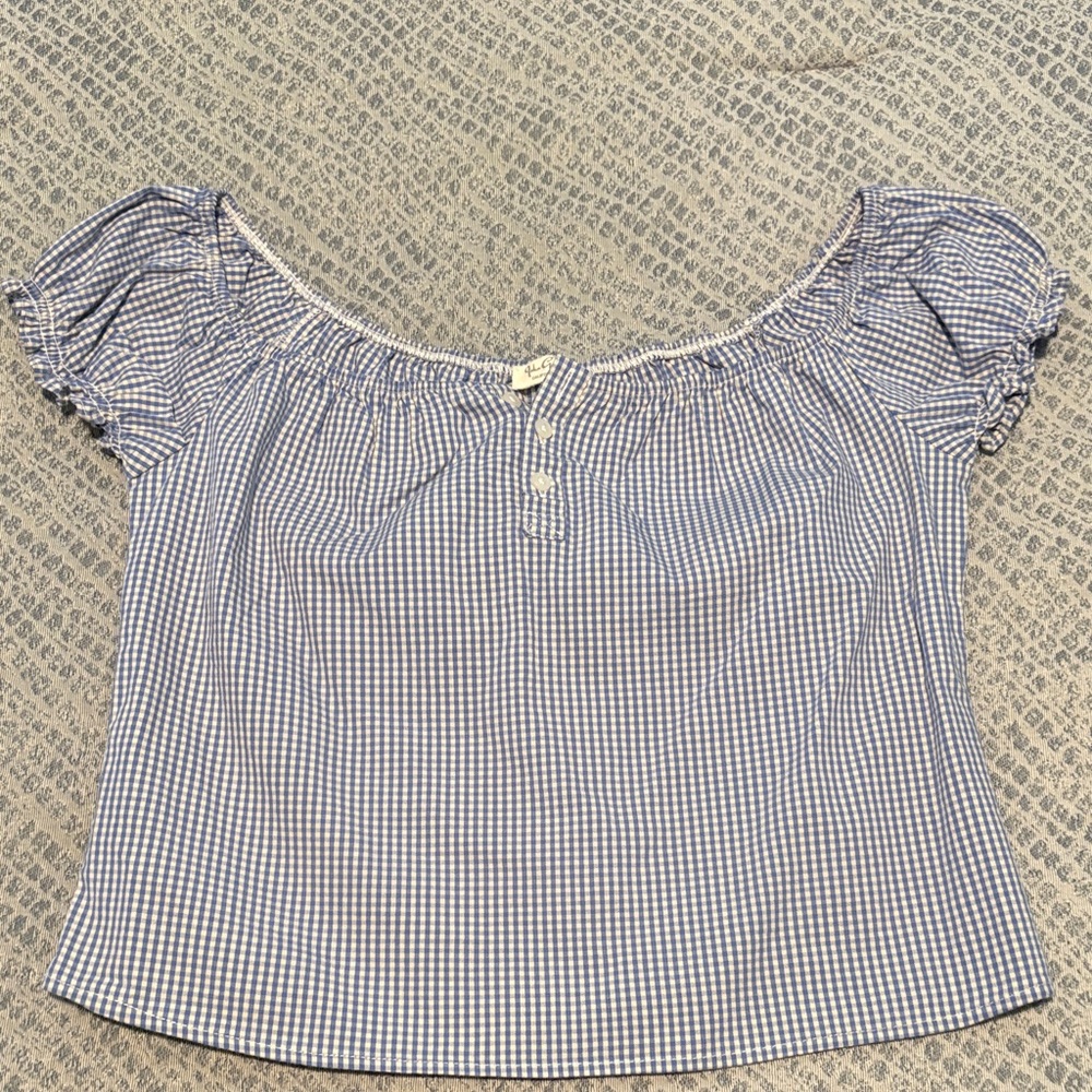 Brandy Melville Blue Checkered Blouse